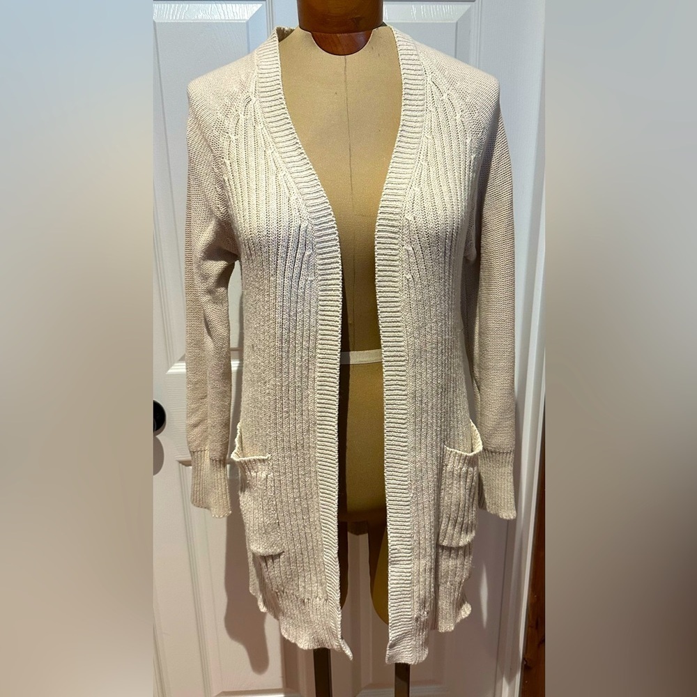 Francessca Alya Cardigan Sweater Cream Elbow Pads Sz Small